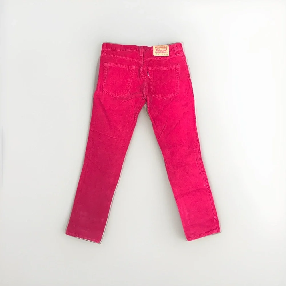 Vintage Levi's Men's 511 Series Red Corduroy Slim Straight 5-Pocket SolidW31 L32